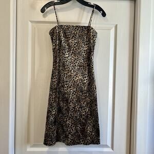 Vintage Rave City Mini Dress/ Womens Size Medium / Velvety Animal Print Y2K